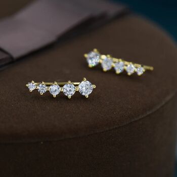 Cz Crystal Crawler Earrings In Sterling Silver, 5 of 12
