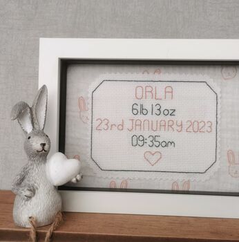 Framed Gift With Birth Details Embroidered Baby Gift, 8 of 12