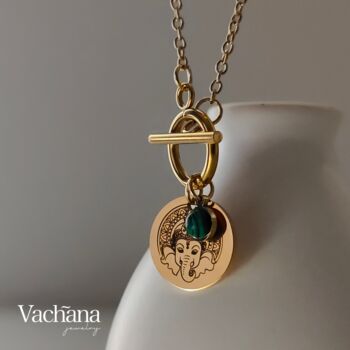 Goddess Ganesha Malachite Pendant Necklace, 6 of 8