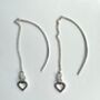 Open Heart Ear Threader Sterling Silver Earrings, thumbnail 3 of 4