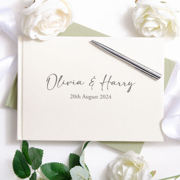 Personalised Linen Wedding Guest Book, 3 of 9