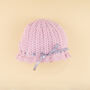 Handmade Organic Hat And Booties Pink, thumbnail 4 of 5