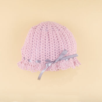 Handmade Organic Hat And Booties Pink, 4 of 5