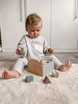 Personalised Wooden Teddy Sorterbox Puzzle Shapes Toy, 4 of 7
