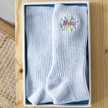 Personalised Cashmere Wool Soft Bed Socks Gift For Mum, 6 of 8