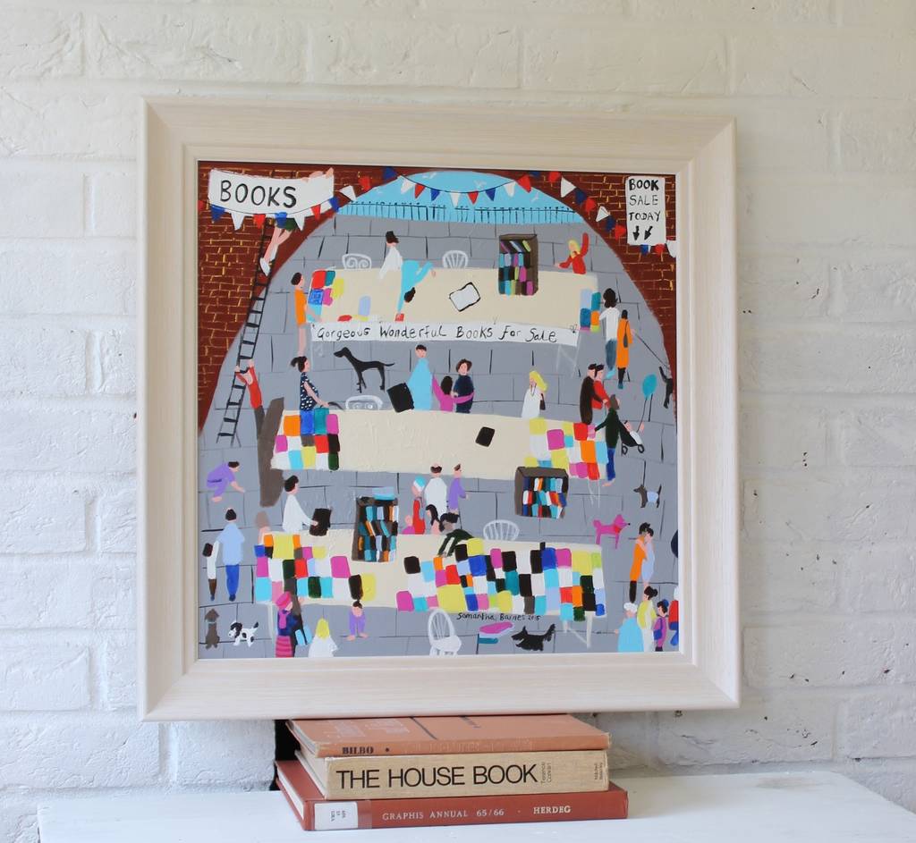 wonderful books' original framed painting by samantha barnes