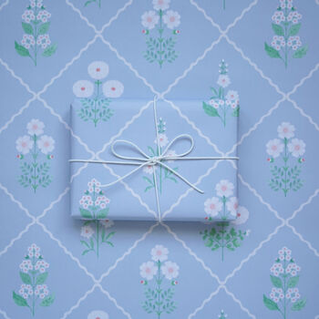 Blue And Pink Double Sided Botanical Wrapping Paper, 3 of 6