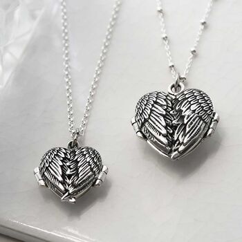 Sterling Silver Love Wings Locket Necklace, 2 of 12