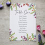 Wildflower Floral Wedding Or Party Table Plan Cards, thumbnail 1 of 7