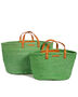 Mint Green And Tan Leather Sisal Shopper, thumbnail 1 of 4