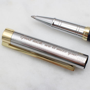 Personalised Rhodium Plated And Enamel Rollerball Pen, 2 of 4