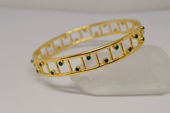 Green Onyx Gold Bangle Bracelet: Sterling Silver, 2 of 4