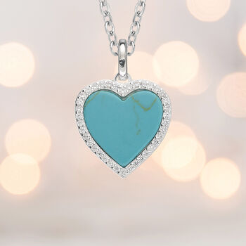 Genuine Turquoise Heart Necklace In Sterling Silver, 2 of 11