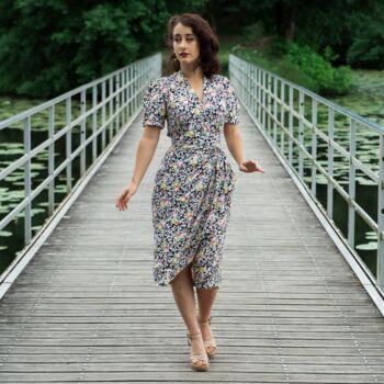 Mabel Dress In Tulip Print Vintage 1940s Style, 2 of 2