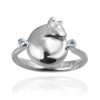 Personalised Cat Ring With Topaz, 4 of 9