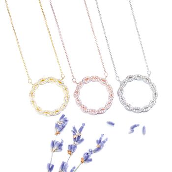 Screwed Circle Necklace Rose Or Gold Plated 925 Silver, 3 of 7