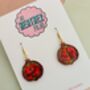 Pomegranate Glitter Earrings / Deep Red Botanical Gift / Exotic Holiday Accessory, thumbnail 3 of 5