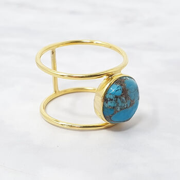 Turquoise Gemstone Gold Vermeil Played Statement Ring, 5 of 7