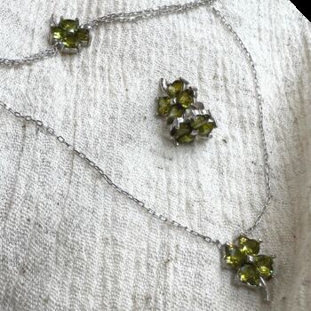 Four Leaf Clover Sterling Silver Necklace Mystic Green, 3 of 3