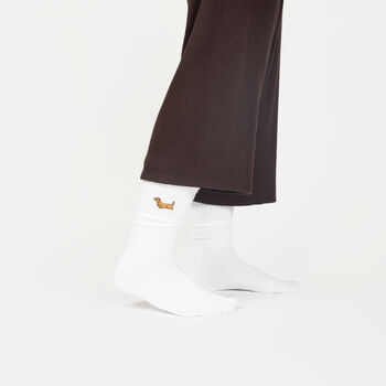 Embroidered Sausage Dog Unisex Cotton Crew Socks, 6 of 10