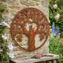Cat Silhouette Heart In Oak Tree Steel Garden Sculpture, thumbnail 1 of 3