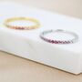 Ruby Red Ombre Half Eternity Ring In Sterling Silver, thumbnail 1 of 11
