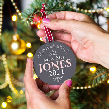 Personalised First Christmas As Mr And Mrs Bauble, 3 of 10