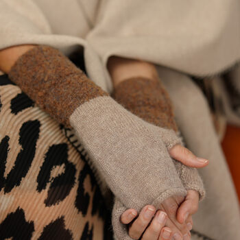 Bouclé Cuff Shimmer Fingerless Gloves – Three Colourways, 7 of 12