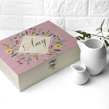 Personalised Spring Blossom Tea Box With Tea Selection, 5 of 7