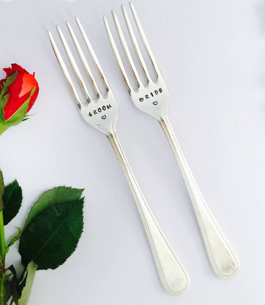 pair personalised silver plated vintage cake forks by vintage candy