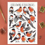 Bullfinches Wildlife Watercolour Postcard, thumbnail 1 of 6