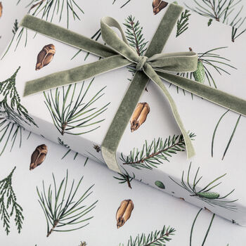 Luxury Christmas Botanical Wrapping Paper, White Pine, 2 of 4
