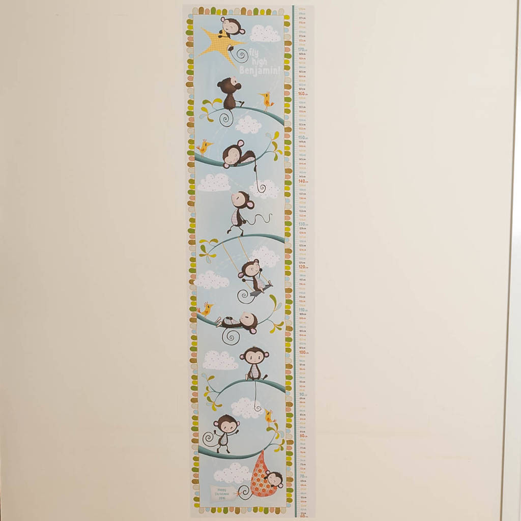 Personalised Repositionable Monkey Height Chart