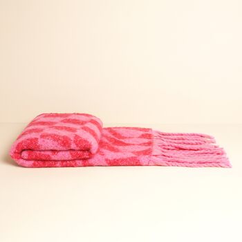Pink And Red Wavy Checkerboard Winter Scarf, 2 of 2