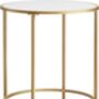 Round Side Table With Wooden Top And Golden Steel Frame, thumbnail 5 of 8