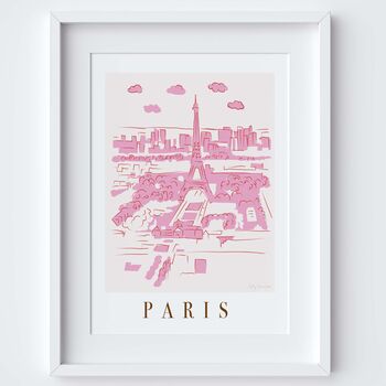 Paris France Pink Skyline Cityscape Scene Art Print, 2 of 2