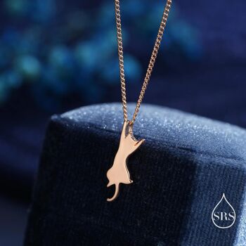 Sterling Silver Playful Cat Pendant Necklace, 5 of 12