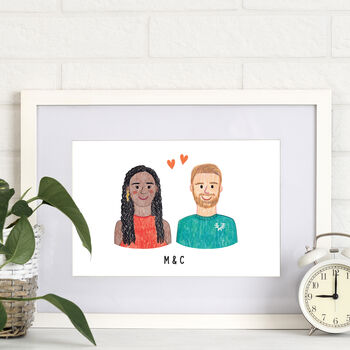 Personalised Couple Portrait Hand Drawn Print, 6 of 7