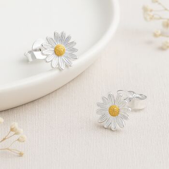 Sterling Silver And Gold Plated Daisy Stud Earrings – 7mm, 4 of 8
