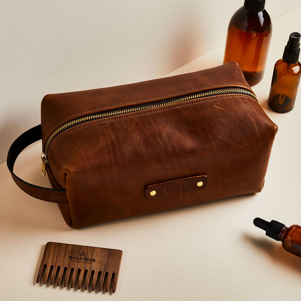 Personalised Leather Wash Bag By Man & Bear | notonthehighstreet.com