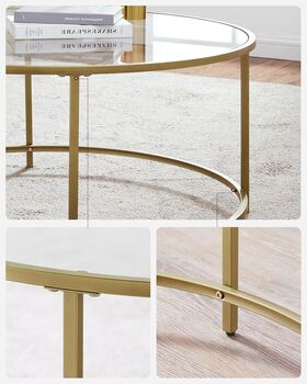 Round Coffee Table Glass Table With Steel Frame, 7 of 10