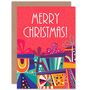 Merry Xmas Stack Of Presents Colourful Christmas Card, thumbnail 1 of 4