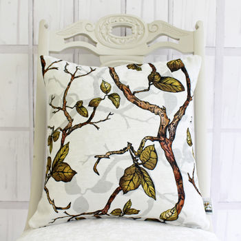 Inky Branches And Leaves Botanical Cushion, 2 of 3