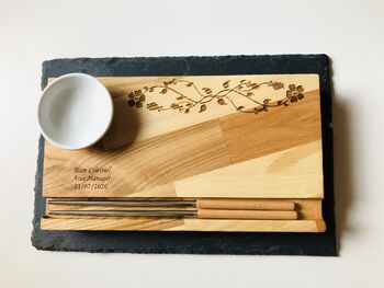 Personalised Wooden Sushi Tray Set, 4 of 6