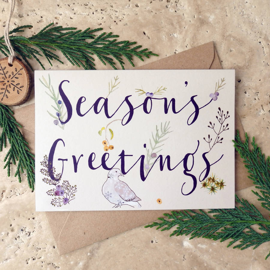Season s Greetings Dove Christmas Card