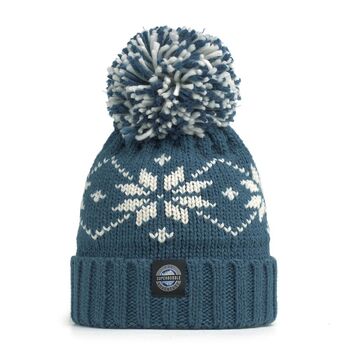 Teal Flora Nordic Knit Hat, 6 of 6