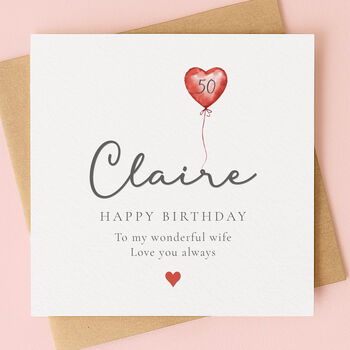 Personalised Birthday Balloon Card For Wife, 2 of 5