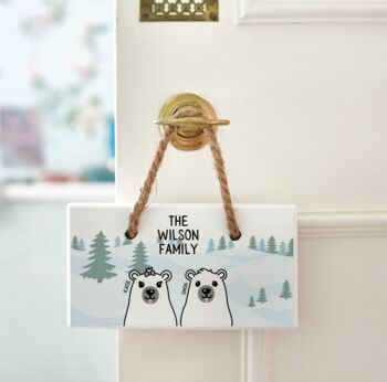 Personalised Polar Bear Family Christmas Sign, 3 of 3
