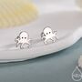 Sterling Silver Tiny Octopus Screw Back Earrings, thumbnail 1 of 11