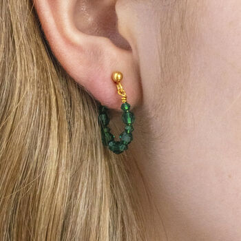 Beaded Birthstone Huggie Earrings, 2 of 12